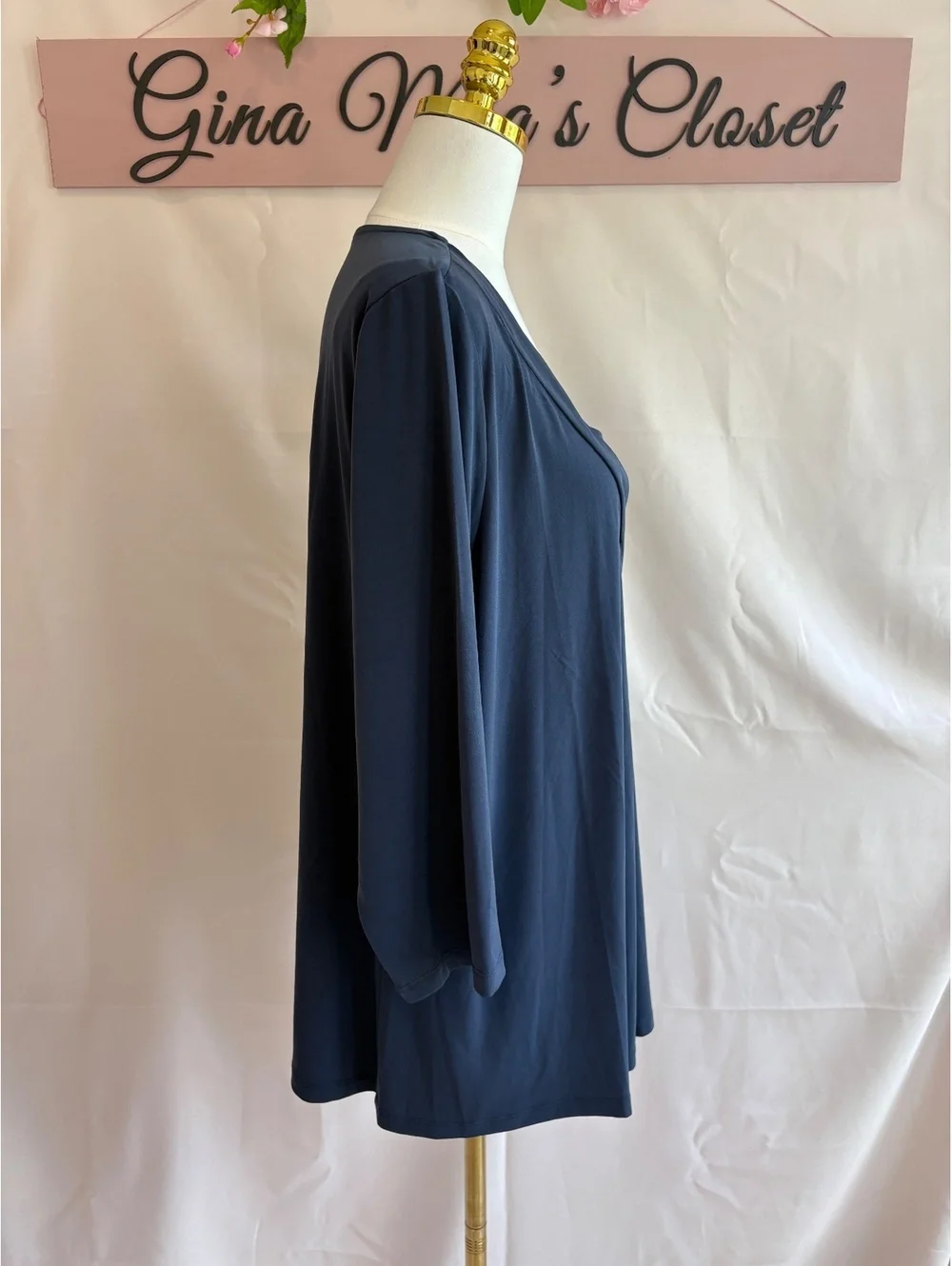 Lane Bryant Women's Navy Blue V-Neck Long Sleeve Tunic Top Size 18/20